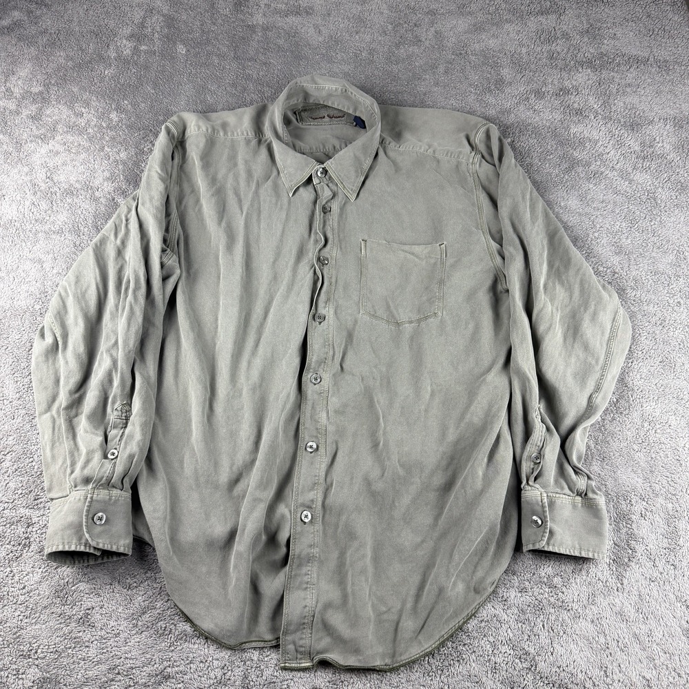 Tommy Bahama Button Shirt Button Down Western Mens XXL Gray Long Sleeve